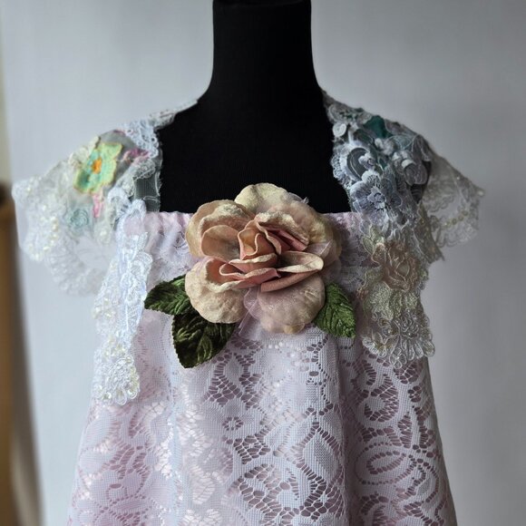 Pink Velvet Rose Brooch Vintage-style Romantic - Picture 2 of 8